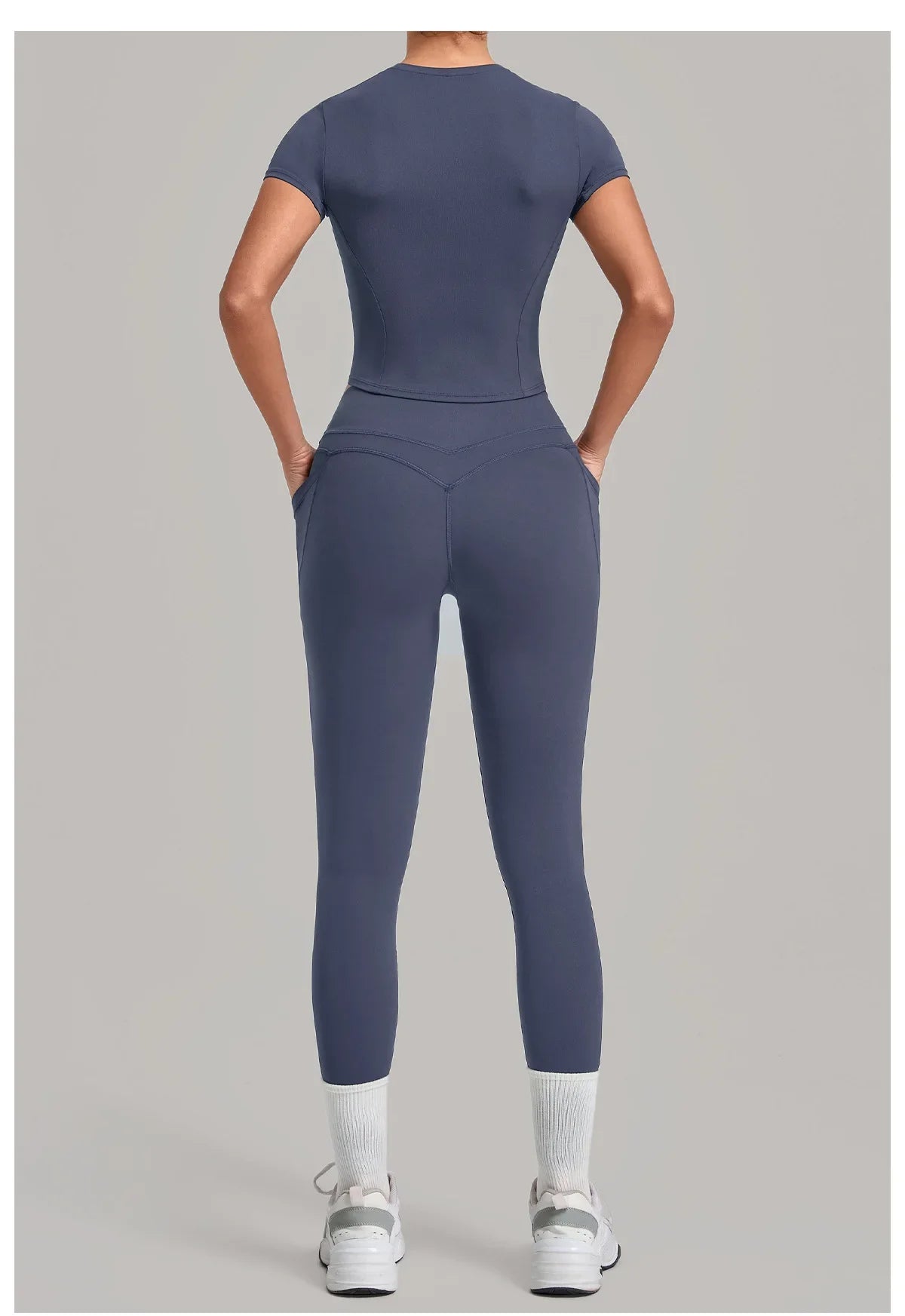 Women's Seamless Yoga Sets Sports Fitness Hip-lifting High Waist Pants Slim Fit Short-sleeve Suits Workout Running Training Sets