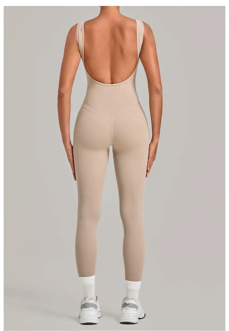 Women's Seamless Yoga Jumpsuits Fitness Sports Hip-lifting Beauty Back Sleeveless One-Piece Training Workout Running Bodysuits