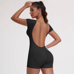 Women Short Sports Jumpsuit Sleeveless Sexy Backless Yoga Clothes Workout Cycling One-piece Suit Outdoor Recreation Bodysuits