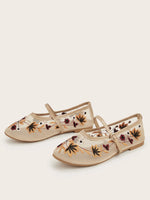 New Summer Women's Lace Flats Shoes Fashion Round Toe Shallow Girls Flower Embroidered Mesh Breathable Soft Sole Single Shoes