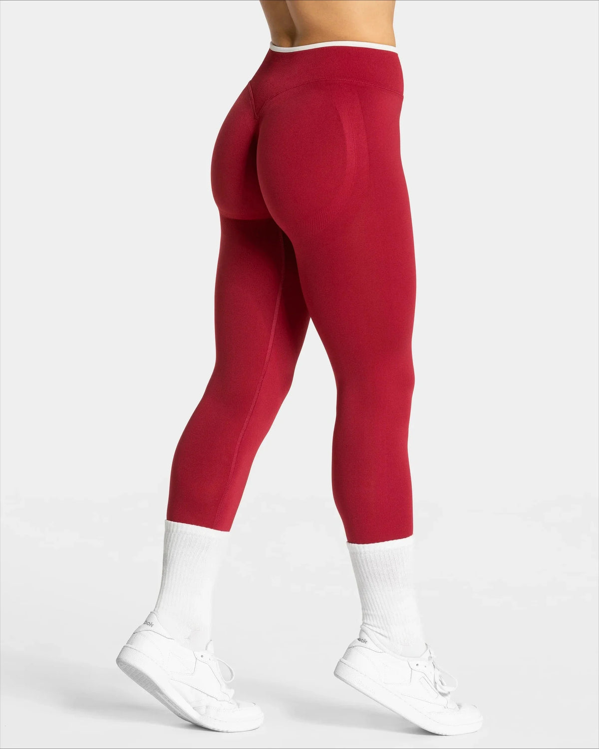 Seamless Gym Leggings Woman Solid Color Yoga Pants White Edge Waist Tight High Waist Hip Lifting Sports Pants Running Leggings