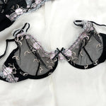 Pure Wind Ultra-thin Lace Underwear Women's Big Chest Small with Underwire Sexy Retraction Breast Support Breathable Bra Set ABC