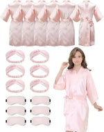 6 Pack Girl Birthday Squad Spa Party Robes with Eye Masks Headband for Slumber Wedding Bridal Flower girl