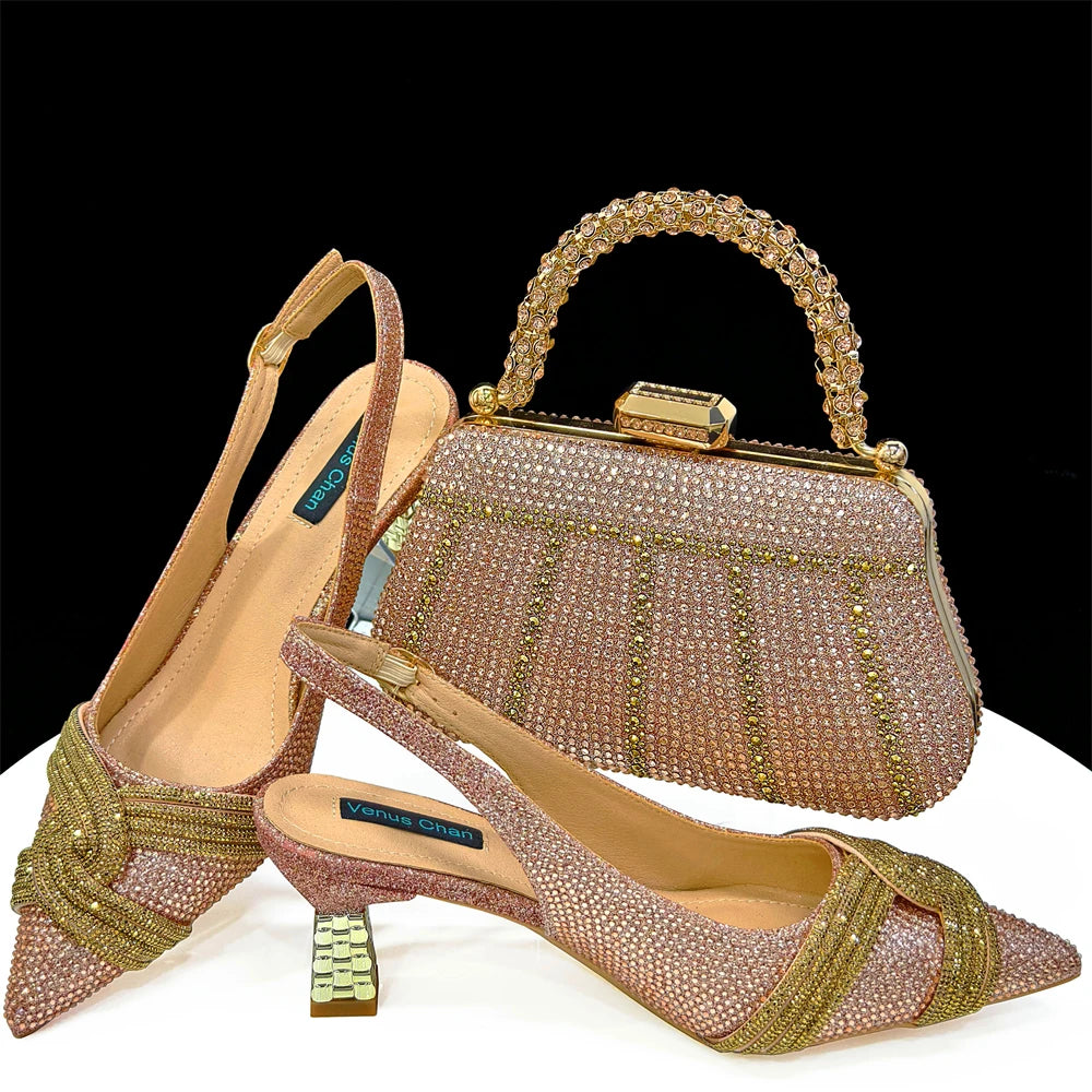Doershow Lastest Italian Design Fashion Style Ladies Shoes with Matching Bag Set 2024 Nigerian Shoes and Bag Set HAS1-5