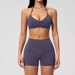 New Tight Yoga Set Women Breathable Quick Drying Sports Bra High Waist Shorts Fitness Suit Outwear Leisure Workout Gym Tracksuit