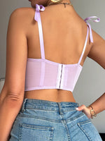 1/2 Cup Women's Lace Spliced Embroidery Floral Sexy Bras Sheer Mesh Corset Top with Tie Straps Women's Bra