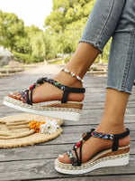 Fashion T-Strap Platform SandalsWomen New Mix Color Elastic Band Wedge Sandals Woman Summer Daily Open Toe Sandalias Female