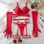 Toucheart Erotic Lingerie Hollow Seductive Shaping Bra Set Gathering Passionate Sexy Luxurious Intimate Underwear Four-piece Set