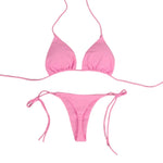 2025 Sexy Halter Solid Color Bikini Set Women's Swimsuit Two-Piece Triangle Thong Swimwear Bathing Suit for Beach Biquinis
