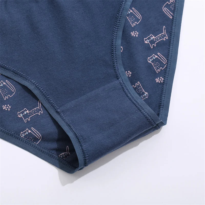 Women Printing Floral Panties 3Pcs/set Low-Rise Cotton Briefs Female Comfortable Underwear Female Soft Panties Lingerie M-2XL