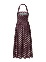 Women's Summer Halter Neck Long Dress Dot Print Sleeveless Backless A Line Dresses for Beach Party
