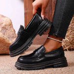 British Style Platform Loafers Women 2026 Autumn Slip On Thick Bottom Pu Leather Pumps Woman Plus Size 43 Office Student Shoes