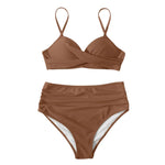 Push Up Bikini Leopard Swimsuit Women Sexy Solid Swimwear Female Floral Bathing Suit Ruched Beachwear XL High Waist Bikini 2026