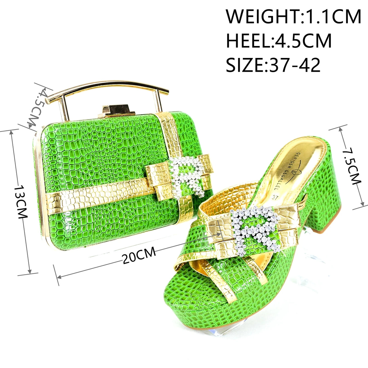 Doershow Charming Shoes And Bag Matching Set With GOLD Hot Selling Women Italian Shoes And Bag Set For Party Wedding! HRT1-8