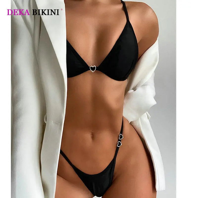 DEKA Brazilian Mini Micro Bikini Set Triangle Bikini New Women Swimsuit Solid Thong Bathing Suit Biquini Swimwear Beach Swimming
