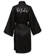Wedding Party Team Bride Robe With Black Letters Kimono Satin Pajamas Bridesmaid Bathrobe SP063