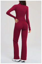 2PCS Yoga Set Gym Clothes Sportswear Seamless Women Fitness Long Sleeved Tracksuits Sports Workout Gym Flared Leggings Athletic