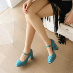 Spring and Autumn New Styles Fashion High-heeled Women's Shoes Shallow Mouth Buckle Square Heel Women Shoes Size 34-45 High 9cm