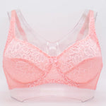 Plus Size Women Lace Bras Perspective Breathable Lager Bosom Bralette Underwired Embroidery Silky Touch BH Top B C D DD E F Cup