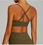 Women Cross Straps Sports Bra Gym Yoga Crop Workout Top Vest High Support Fitness Bralette Push Up Underwear Soft Breathable