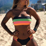 Bikini Swimwear Push-Up Bikinis Sets Colored Stripes Women Bra Padded Beachwear Bathing Suit New 2 Piece Swimsuit 2025 Biquini