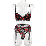 Toucheart Sexy Bra Lingerie 2-piece Set Mesh Transparent Bodysuit Heart Embroidery Lace Hollow Underwear Sexy Bras Body Femme