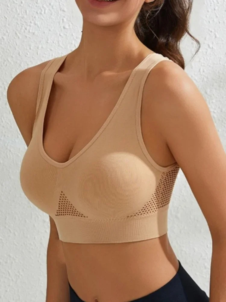 S-5XL Seamless Bras For Women Hollow Underwaer Wireless No Pads Crop Tops Female Sexy Lingerie Soft Sports Camisole