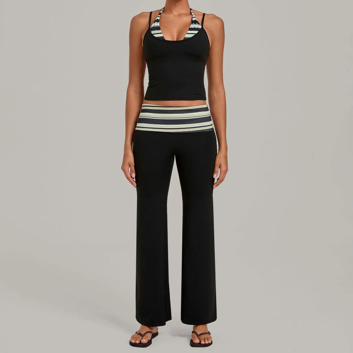 Women's Sleeveless Yoga Set Sports Workout High Waist Butt-Lifting Flared Pants Suits Beautiful Back Slim-Fit Running Vest Sets