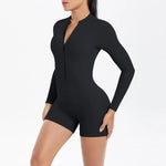 Women's Yoga Jumpsuits Sports Fitness Backless Half Zipper Peach Hip-Lifting Naked Feel Gym Running Workout One-Piece Bodysuits