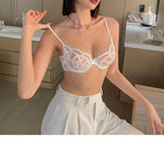 Transparent Brief Sets Lace Sexy Temptation Underwear Women Ultra Thin Push Up Brassiere Hollow Out Bralette Lingerie
