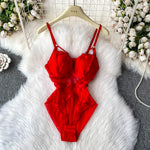 MOYISU Sexy Instagram Viral Bodysuit Women Pure & Sexy Sheer Mesh Halter Push Up Pads Summer Lingerie Euro Style Hot Sale SG