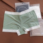 3Pcs/Set Ice Silk Boyshort Women Low Waist Panties Female Underpants Solid Color Lace Underwear Sexy Lingerie M-XL Boyshorts