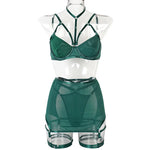Toucheart Trendy Lingerie 4 Pieces Set Exotic Sexy Bra Eroctic Garter Underwear Set Women's Mesh See-through Luxury Underwear