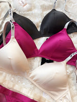 Ice Silk Comfort Underwear Set Women Sexy Deep V Push Up Bra Set Shoulder Strap Letters Adjustable Brassiere and Lace Panties