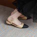 New 2025 Summer Women's Sandals Elegant Medium Heel Toe Mules Comfortable Office Women's Shoes Buckle Heels Dress Shoes
