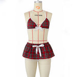 Cosplay Schoolgirl Lingerie Nightdress Student Uniform Bra Sets Sexy Costumes Red Plaid Sexy Outfit Lingerie For Women