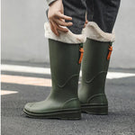 Women's Rain Boots Anti Slip Thick Soles Outdoor Long Tube Rain Boots Waterproof Fashion Wear-resistant Kitchen Women's Boots