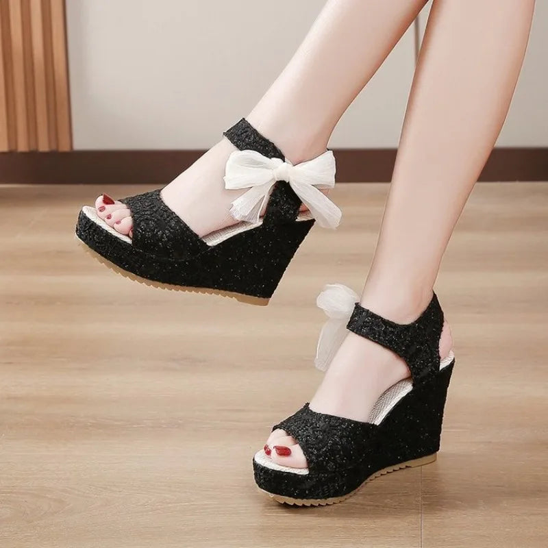 2026 Women's Wedges Sandals SummerMesh Peep Toe Platform High Heel Women Sandals