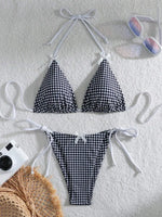 Sexy Micro Bikini 2024 Gingham Print Swimsuit Female Swimwear Women Strings Thong Bikinis Set Bather Beachwear Bathing Suit Pool