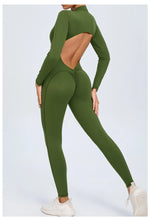 Women Sportwear Yoga Jumpsuit Zip Long Sleeve Back Open Outfit Fitness Tracksuit Tight One-piece Gym Overalls Sports Bodysuit