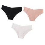 3Pcs/Set Women Seamless Low Rise Bikini Panties Ice Silk Fabric Briefs No Show Underpants Invisible Panties Sexy Lingerie XS-XL