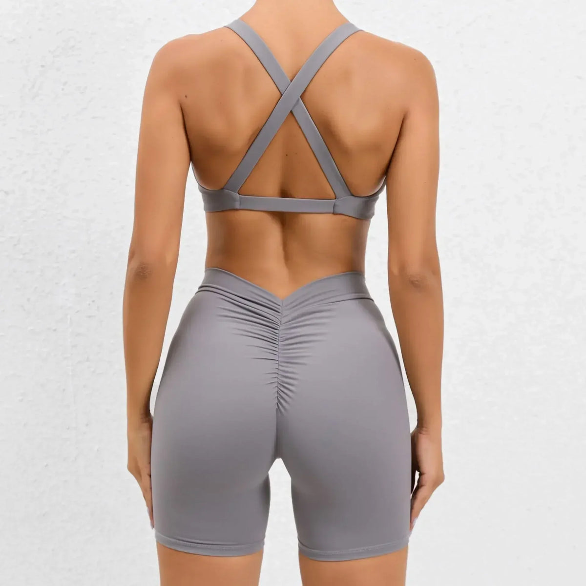 Seamless Yoga Fitness Sets Women High Waist Hip-Lifting Shorts & Sports Bra Workout for Running Gym
