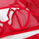 Toucheart Sexy Lingerie Set For Women Hollow Mesh See-through Sexy Temptation Free Underwear Long Sleeves Garters Lingerie Set