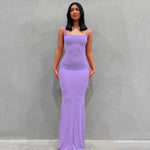 2024 Summer Dresses For Women Sexy Spaghetti Strap Black Long Dress Y2k Sleeveless Solid Skinny Bodycon Trumpet Maxi Vestidos