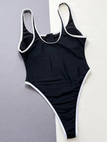 2026 Sexy High Cut Zipper Splicing Women Swimwear One Piece Swimsuit Female Monokini Black Contrast Bathing Suit Swim Beach Wear