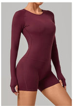 Women's Yoga Jumpsuits Sports Fitness Hip-lifting Long-sleeved Backless Running Training Workout Gym Shorts One-piece Bodysuits