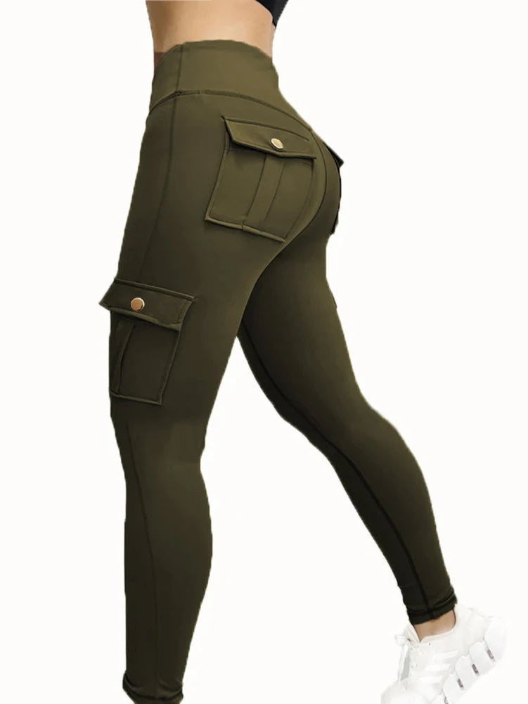 Pockets Gym Leggings Women High Waist Fashion Fitness Pants Skinny Stretch Outdoors Comfortable SportLeggings