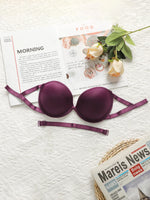 Women's sexy glossy solid color underwear with steel rims gathered push ups breathable daily comfortable bra A2124