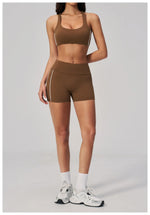 Quick Drying Shaved Tight Yoga Suit for Women Color Contrast Slim Sports Bra High Waist Shorts Running Fitness Suits Tracksuit