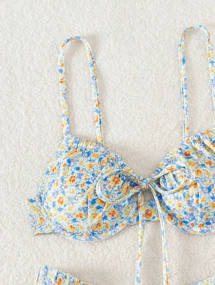 New Sexy Floral Print Push Up Bikini 2024 Women Swimwear Female Swimsuit Two Pieces Thong Bikini Set Bather Bathing Suit Beach